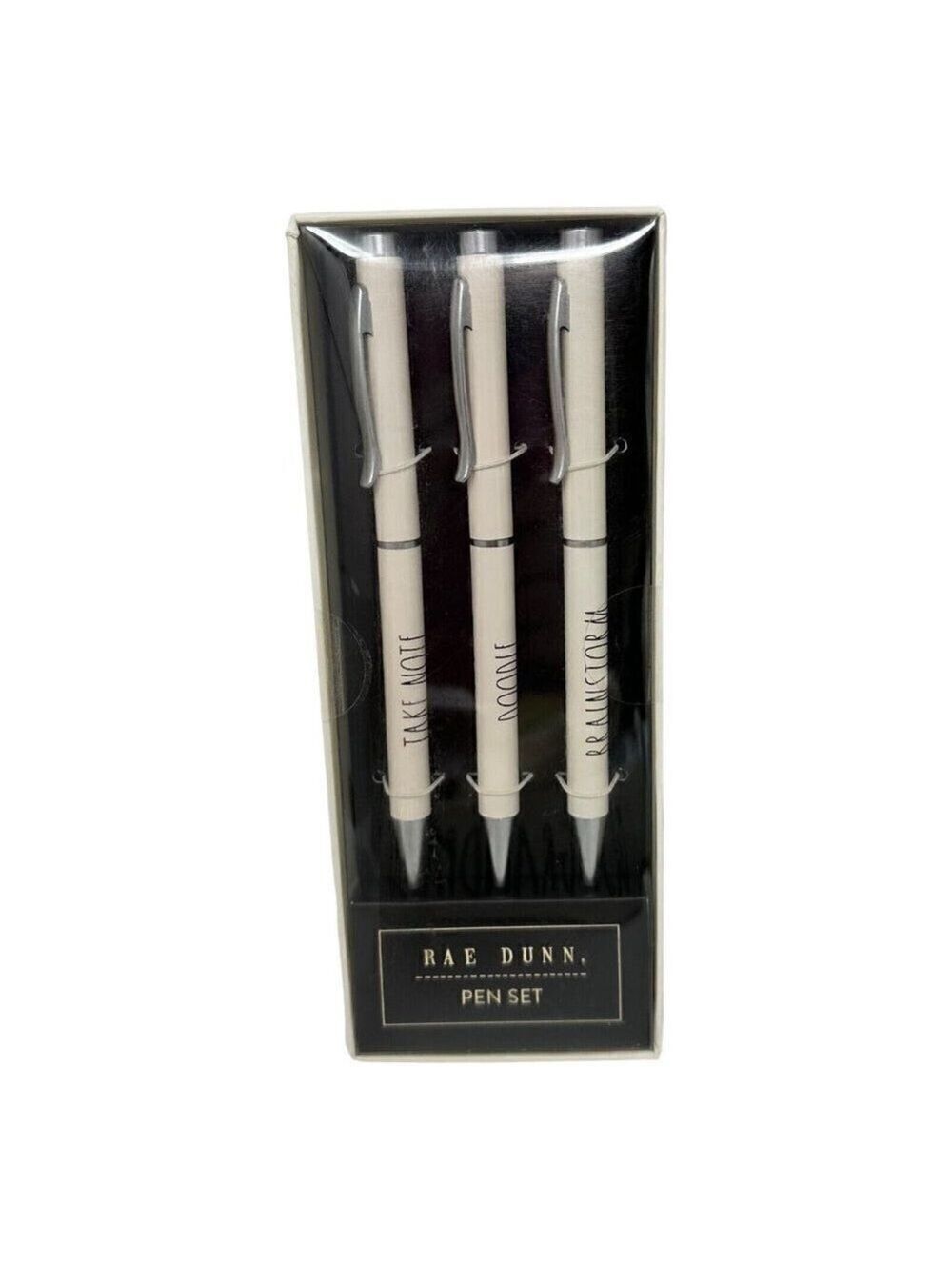 Rae Dunn 3 Ball Point Pen Set Black Ink Take Note Doodle Brainstorm Office Gift